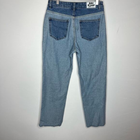 Binkie The Bunny Between A And B Unique Mixed Tone Jeans Raw Hem Size Medium - Picture 4 of 9